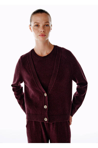 Knitss Kaşmir Triko Hırka Mor