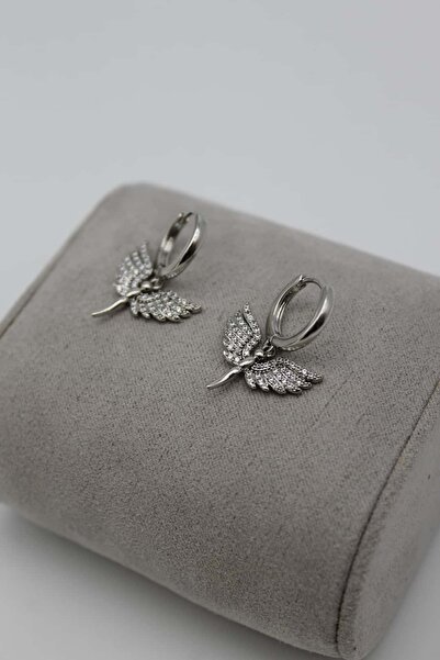 Nenya Vip Steel Stone Detailed Angel Earrings