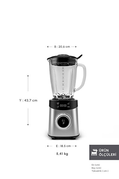 Karaca Μπλέντερ Smoothie Inox 1800 W - Ψηφιακή οθόνη