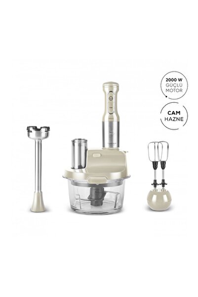 Karaca Mm Prosteel 2000w Cam Mutfak Robotu Soft Cream - Inox