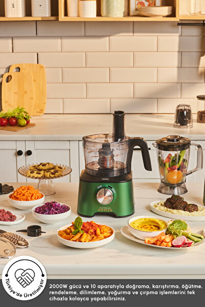 Karaca Mastermaid Power Multifunctional 10 in 1 Emerald Green Mutfak Robotu 2000 W