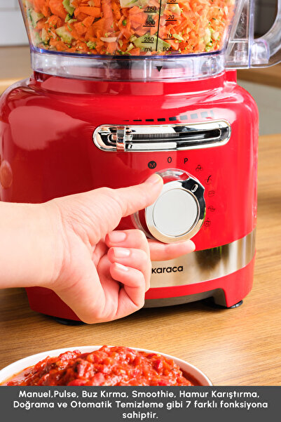 Karaca Multiblend Artisan Retro Mutfak Robotu 1000W Red