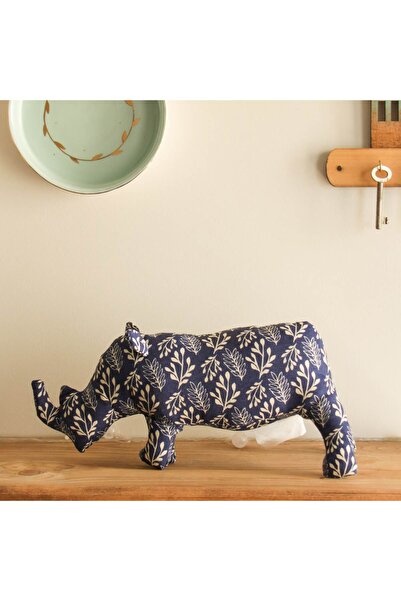 Wolo Company Wolo - Çevre Dostu - Mavi - çiçek Desenli -kanvas Kumaş Gergedan...