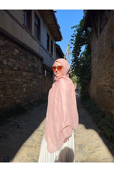 de LUNA Havana Tesettür Kadın Bambu Kraş Şal - Pembe