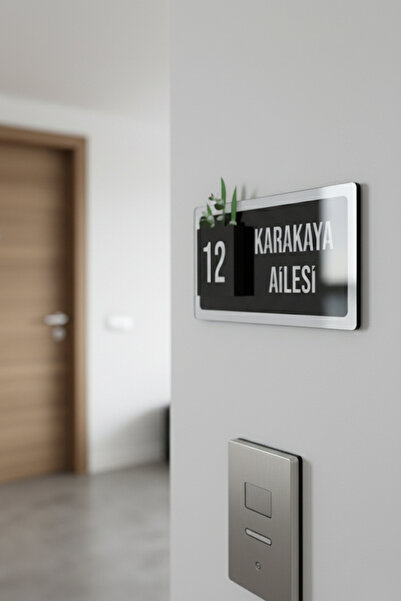 AHWART Kişiye Özel Çiçekli Pleksi Kapı Numarası ve Kapı İsimliği Premium Ürün 23*11 cm