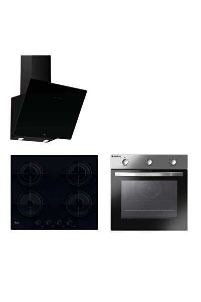 Hoover 3'lü Ankastre Set (HDG6C1GBTK Davlumbaz-HVW6MBB Ocak-HON602X-TN Fırın)