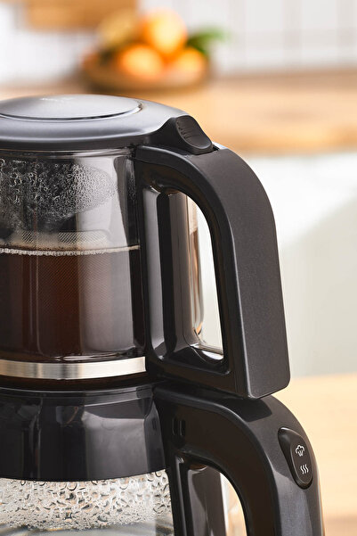 Karaca Glass Tea XL 2 in 1 Cam Çay Makinesi Shiny Black