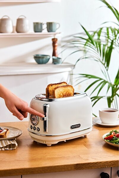 Karaca Vintage Craft 2 Slice Capacity Toaster Cream