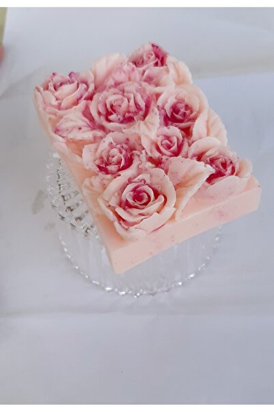 ArtINA esmaraldchic Sapun lux Pleasure decorat, trandafiri pictati manual, ulei esential de portocale dulci, handmade