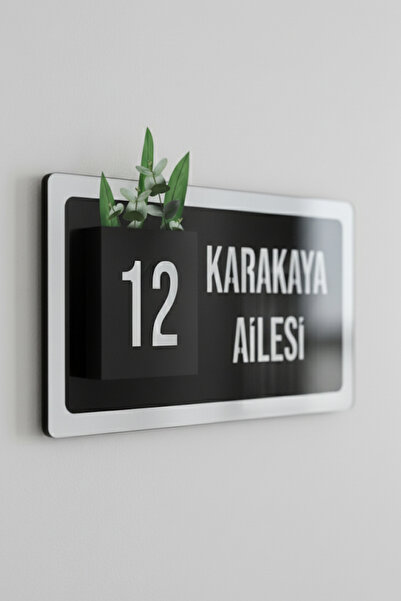 AHWART Kişiye Özel Çiçekli Pleksi Kapı Numarası ve Kapı İsimliği Premium Ürün 23*11 cm