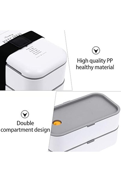 fulina صندوق بينتو ياباني مزدوج الطبقات، صندوق غداء بينتو قابل للتكديس، حاوية غداء بينتو للطلاب والعاملين والأطفال