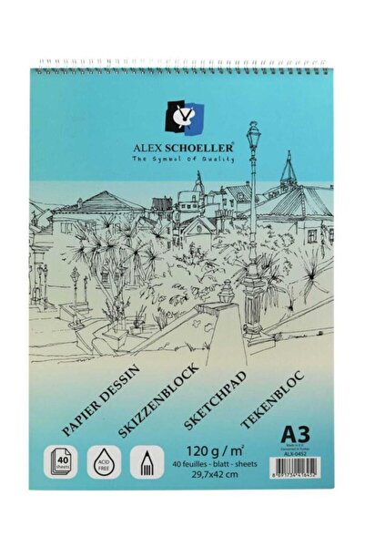 Alex Schoeller A3 120 Gr. 40 Yp. Caiet de schițe în spirală ALX-0452