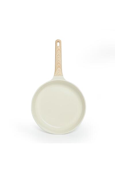 VAV GET مقلاة سيراميك غير لاصقة مقاس 26 سم - سلسلة لاتيس، لون أبيض كريمي، متو...