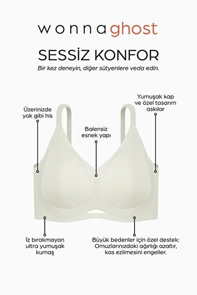 Wonna Ghost Laser Cut Seamless Bra Without Underwire - Non-Support - 2803 - Ecru