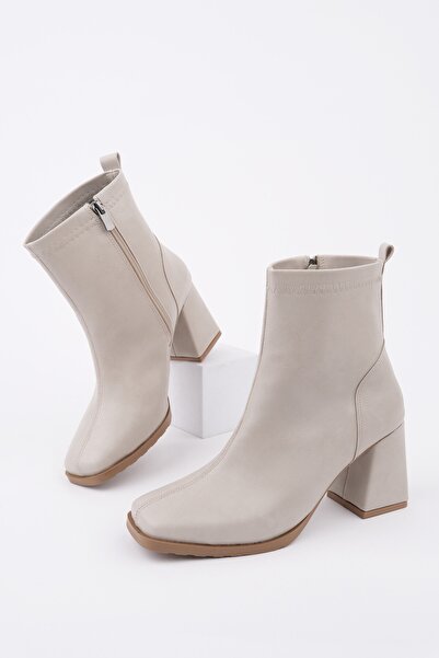 MUGGO Γυναικείες μπότες LUCIE με χοντρό τακούνι με φερμουάρ