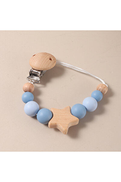 Choice مشبك مصاصة من الخرز على شكل نجمة زرقاء، حامل مصاصة مضاد للضياع للأطفال الرضع والأطفال الصغار