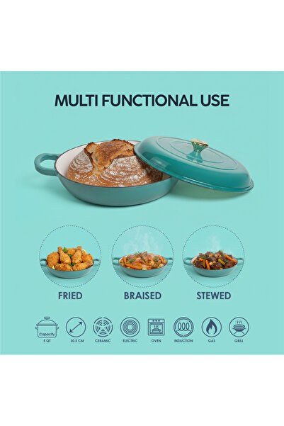 VAV GET Enameled Cast Iron Dutch Oven Shallow Casserole 12-inch