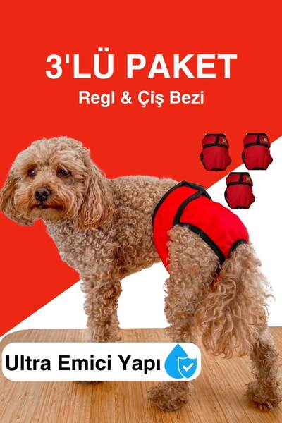 salya store Dişi köpekler için 3'lü avantajlı regl külodu & çiş bezi
