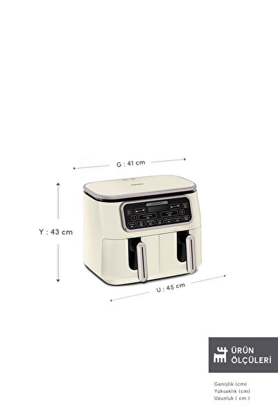 Karaca Air Pro Cook Duo Köz Xxxl 4+4 Litre Airfryer İconic Beige 8 Kişilik