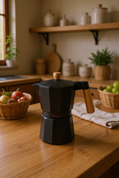 Taşev Bambum Garen Moka Pot 6 Fincan Siyah