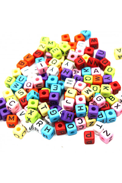 Turgut Brode Mărgele cu litere Cub acrilic Culori mixte 10 mm 250 gr