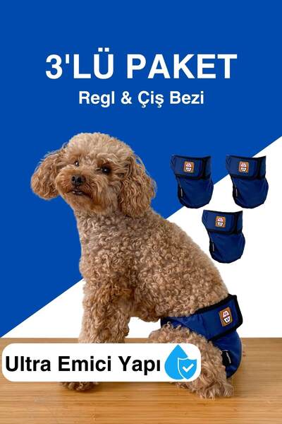 salya store Dişi köpekler için 3'lü avantajlı regl külodu & çiş bezi