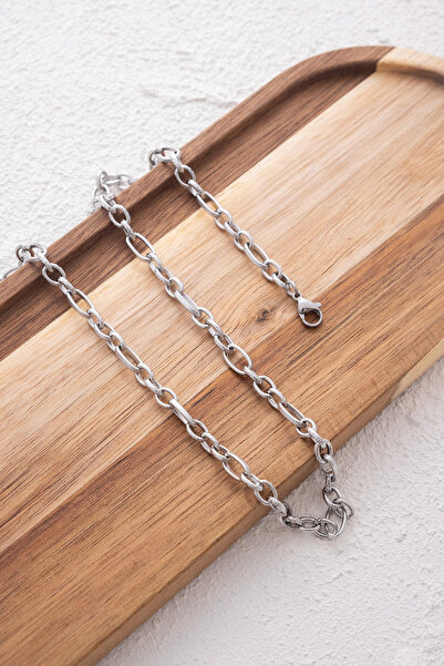 ByFlorya Jewelry الصلب البيضاوي حلقة مشبك ورق سلسلة قلادة تشويه الحرة مكتنزة الملمس كابل سلسلة 5mm