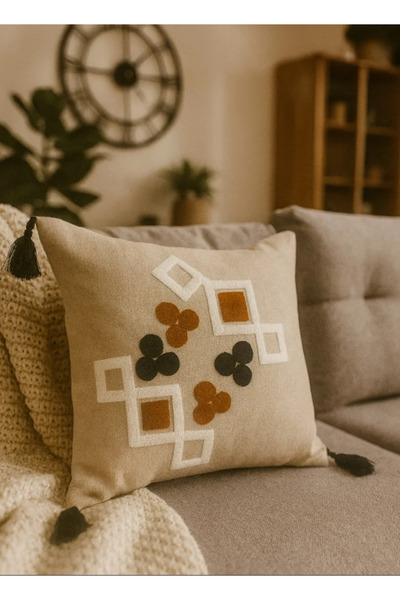 getbrosp Püskül Detaylı punch kırlent kılıfı 2'Li 43*43 cm