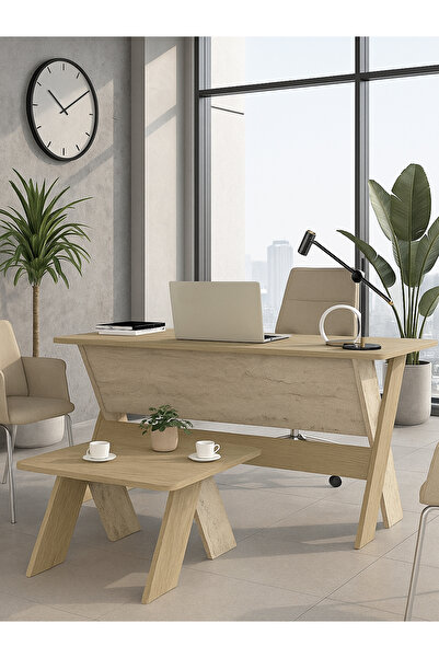 dorpek Sora Ofis Masası Çalışma Masası Rota - Traverten