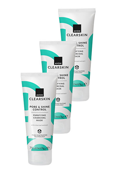 AVON Clearskin Pore Shine Kömür Maske 75 Ml. Üçlü Set