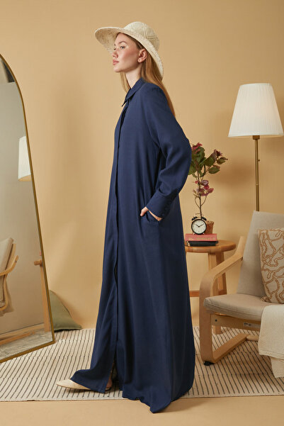 ZÜLAYS Geniş Manşetli Elbise Lacivert