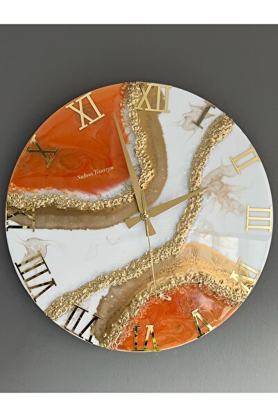 Sultan Tasarım 40 CM Epoksi Tasarımlı Şık Duvar Saati - 40 cm çap