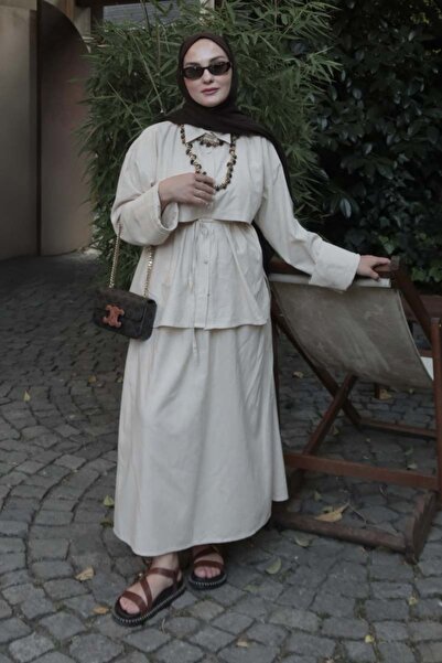 ZÜLAYS Rüzgarlıklı Keten Etek Takım Taş