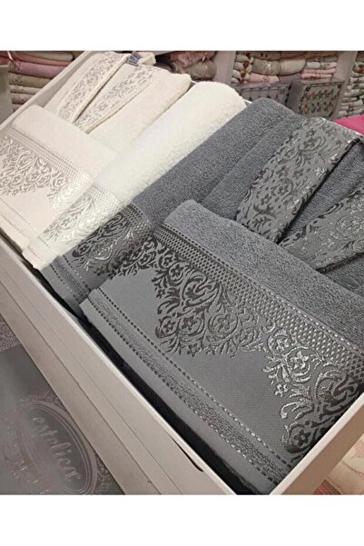 Fiesta Бавовняний жакардовий сімейний халат - кремовий - сірий