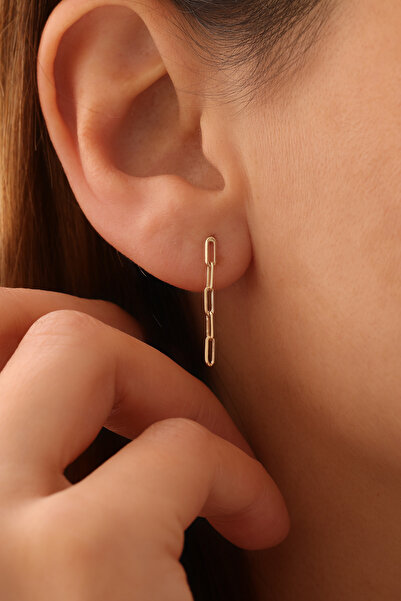 GENORO JEWEL 14 Ayar Altın Sallantılı Minik Beşli Ataç Küpe