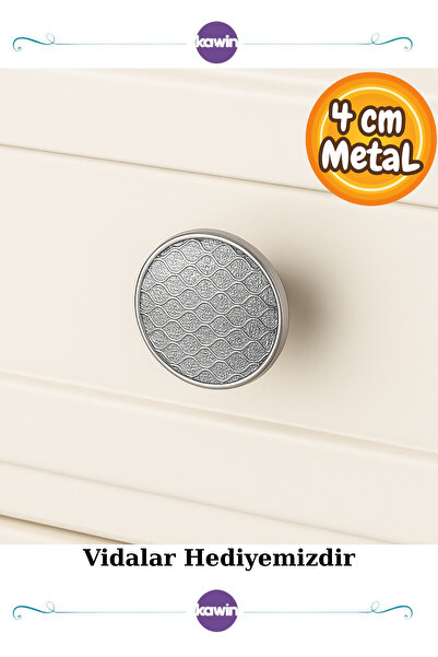 Kawin Lüks Gümüş Metal 40mm (4cm) Süslü Düğme Mutfak Çekmece Ufo Vestiyer Kul...
