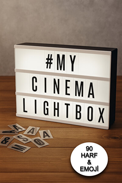 Ecuy Lightbox A4 Led Işıklı Mesaj Panosu 90 Harfli Dekoratif Yazı Tahtası Çocuk Odası Işıklı Pano
