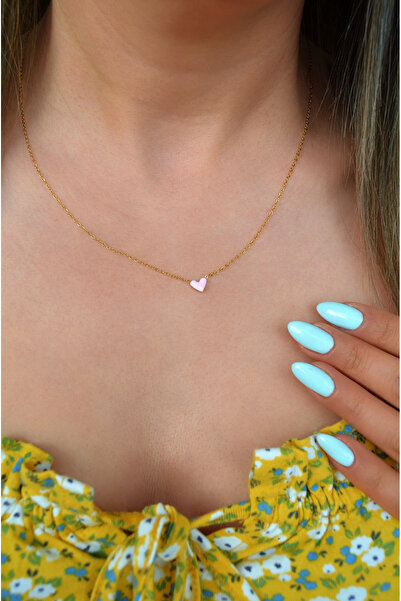 Sacce Scarves&Accessories Mini Renkli Kalpli Çelik Kolye Beyaz Kalpli Kolye Ç...