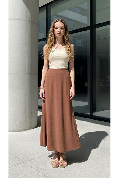 EYYE Fusta lungă maro pentru femei