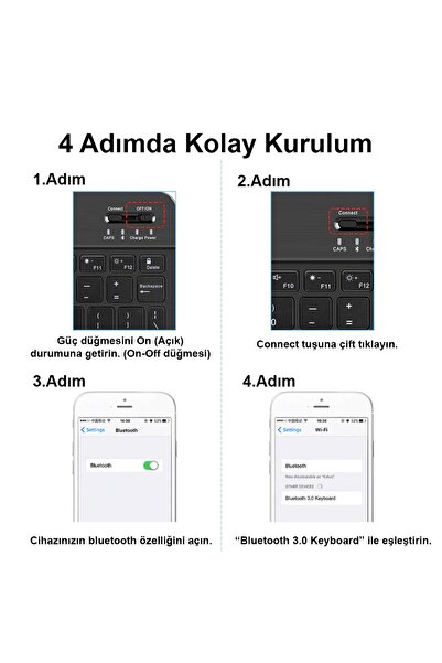 Microcase RGB Tablet ve Telefonlar için Bluetooth Klavye ve Mouse Set - AL7815 Siyah