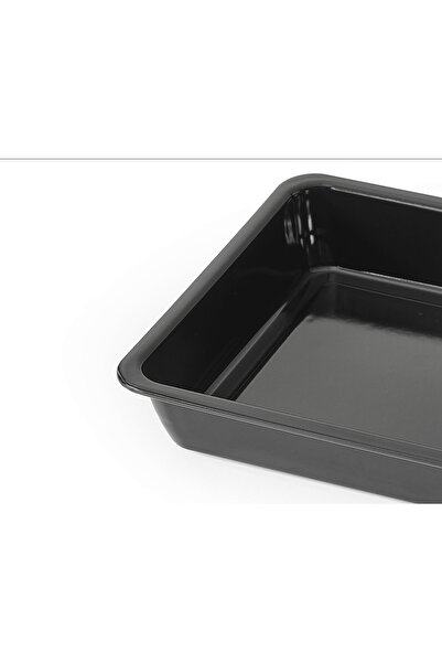 COOK-LAB 2 Adet (36 VE 26*37 CM) Siyah Parlak Emaye Yuvarlak Ve Kare Fırın Tepsi Seti
