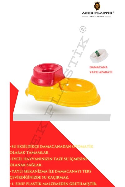A.C.E.K PLASTİK Otomatik Kedi Köpek Suluğu 19lt Damacana Uyumlu [renk Değişkendir- X Damacana Yok X]