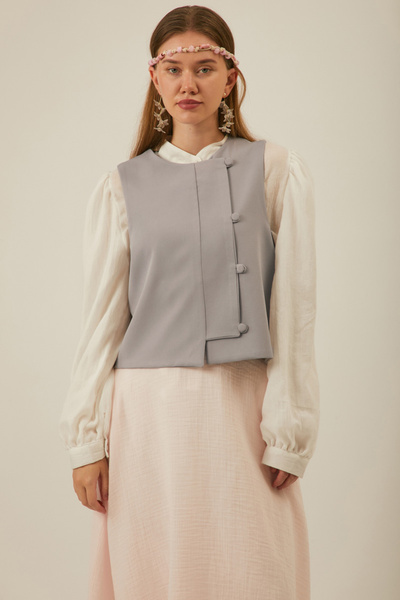 ZÜLAYS Kruvaze Yelek Gri