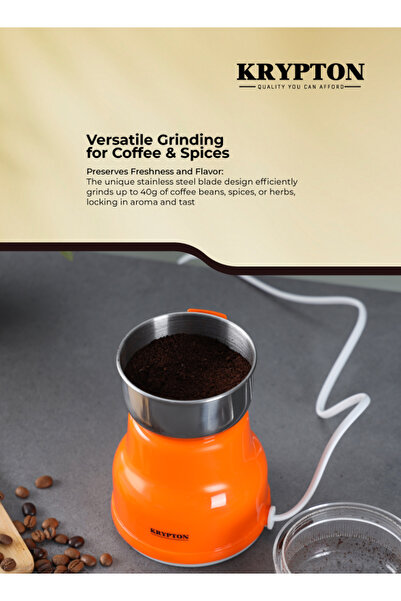 KRYPTON Coffee Grinder with Powerful Motor, Durable Jar and Blade/ Ergonomic Grip, Perfect for Grind