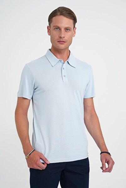 Efor Erkek Comfort Fit Modal Karışım Kısa Kol Casual Mavi Polo Yaka Tişört Ts...