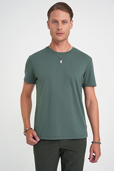 Efor Comfort Fit Bisiklet Yaka Esnek Pamuk Casual Çağla Tişört Ts 885