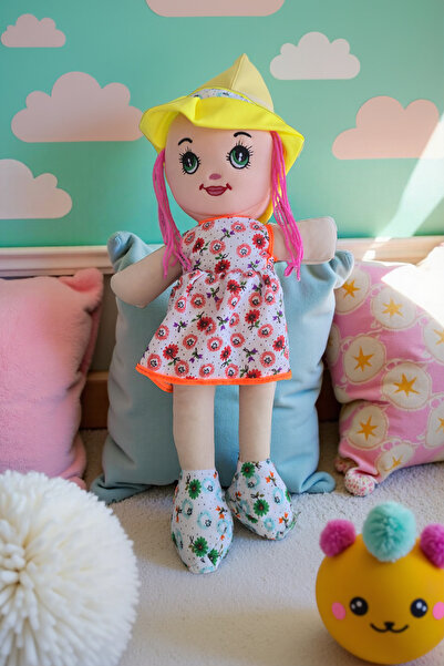 ÇEŞİT SEPETİM Kız Oyuncak Bebek Elbiseli Oyuncak Bez Bebek 50 Cm Bez Bebek Öz...