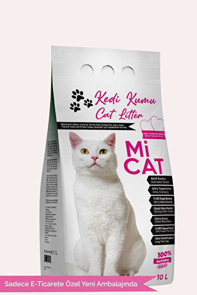 Mİ CAT 10 Litre Bebek Pudrası Kokulu Kedi Kumu Koku Hapseden Süper Topaklanan Ve Tozsuz