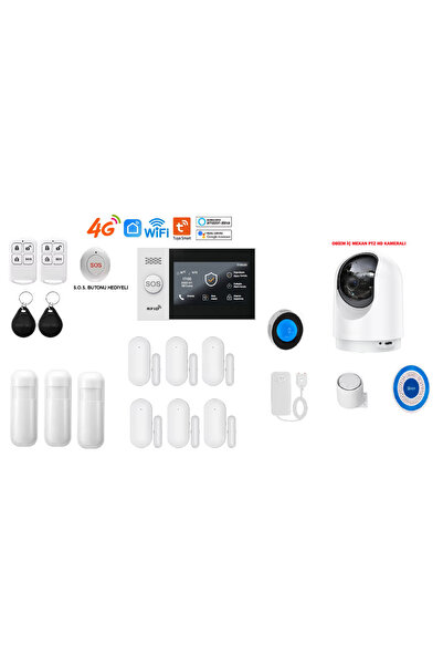 obiem PGST Akıllı Ev Güvenlik Alarm Sistemi + İç Mekân PTZ HD Kamera