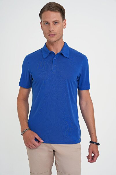 Efor Comfort Fit Modal Karışım Kıvrılmaz Polo Yaka Koyu Mavi Tişört TS 903